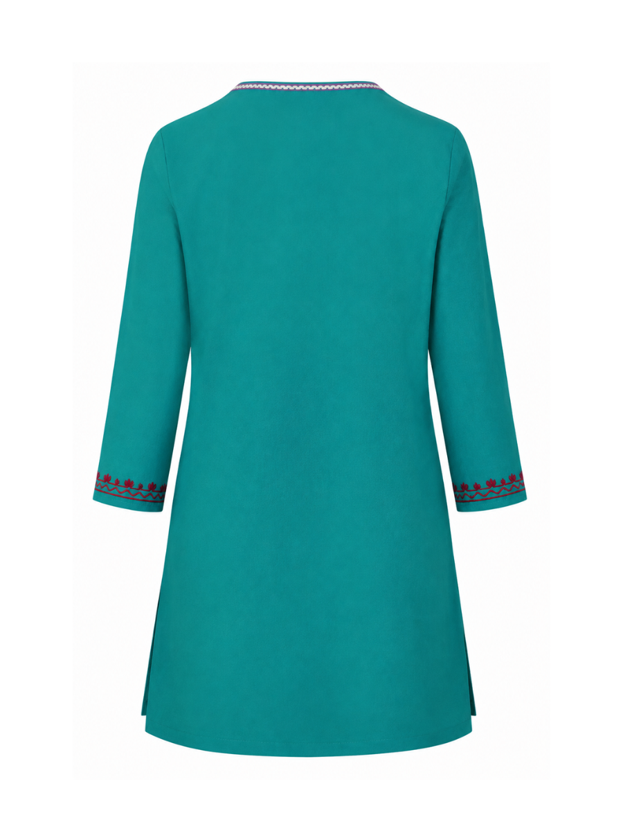 Noor : Aari embroidery summer kurti | Ocean Teal